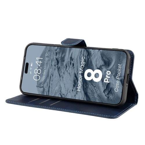 Etui z klapką Bizon Case Pocket do Honor Magic8 Pro granatowe
