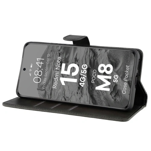 Etui z klapką Bizon Case Pocket do Xiaomi Redmi Note 15 / POCO M8 5G czarne