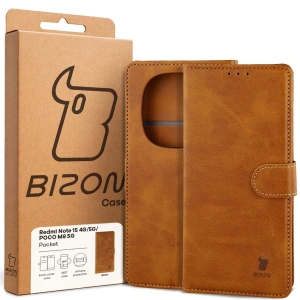 Etui z klapką Bizon Case Pocket do Xiaomi Redmi Note 15 / POCO M8 5G brązowe