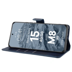 Etui z klapką Bizon Case Pocket do Xiaomi Redmi Note 15 / POCO M8 5G granatowe