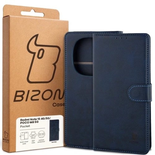 Etui z klapką Bizon Case Pocket do Xiaomi Redmi Note 15 / POCO M8 5G granatowe