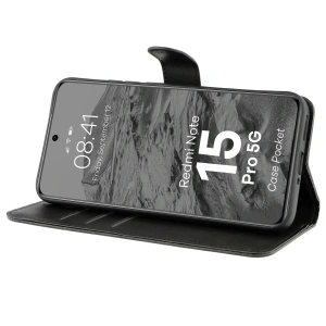 Etui z klapką Bizon Case Pocket do Xiaomi Redmi Note 15 Pro 5G czarne