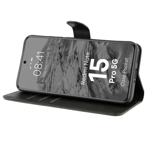 Etui z klapką Bizon Case Pocket do Xiaomi Redmi Note 15 Pro 5G czarne