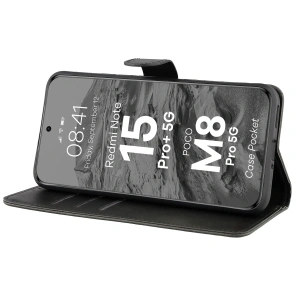 Etui z klapką Bizon Case Pocket do Xiaomi Redmi Note 15 Pro+ Plus 5G / POCO M8 Pro 5G czarne