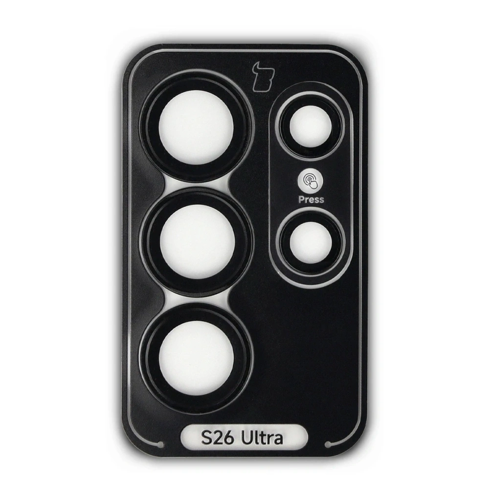 Szkło na aparat z aplikatorem Bizon Glass Snap Lens do Samsung Galaxy S26 Ultra czarna ramka