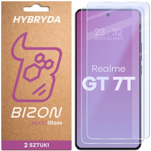 Elastyczne szkło hybrydowe Bizon Glass Mule Duo do Realme GT 7T [2 PACK]