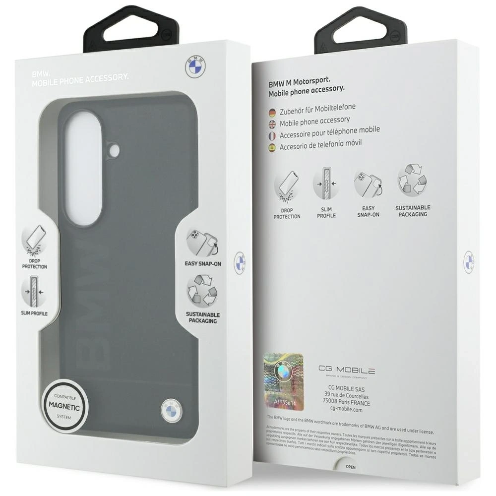 Etui BMW Leather Hot Stamp MagSafe do Samsung Galaxy S26 Plus czarny