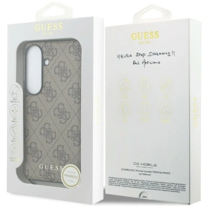 Etui Guess 4G Classic Logo Charm MagSafe do Samsung Galaxy S26 brązowy
