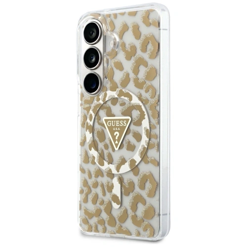Etui Guess IML Leopard Print Triangle MagSafe do Samsung Galaxy S26 brązowy