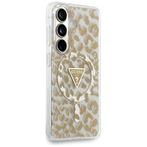 Etui Guess IML Leopard Print Triangle MagSafe do Samsung Galaxy S26 brązowy