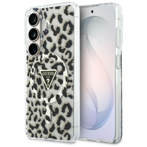 Etui Guess IML Leopard Print Triangle MagSafe do Samsung Galaxy S26 czarny