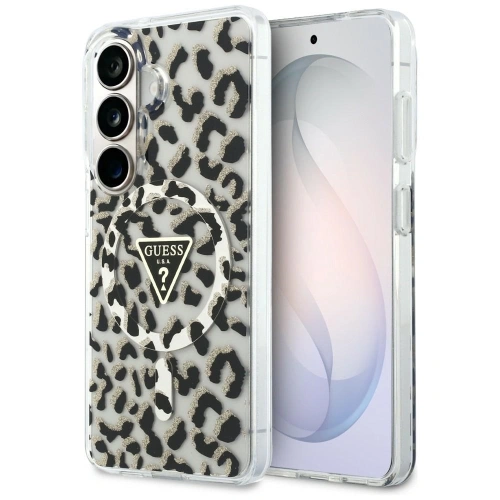Etui Guess IML Leopard Print Triangle MagSafe do Samsung Galaxy S26 czarny
