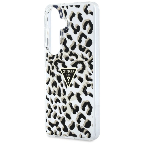 Etui Guess IML Leopard Print Triangle MagSafe do Samsung Galaxy S26 czarny