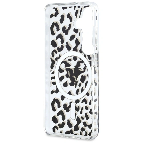 Etui Guess IML Leopard Print Triangle MagSafe do Samsung Galaxy S26 czarny