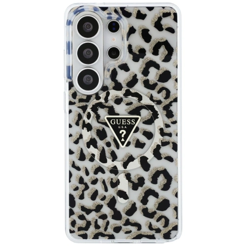 Etui Guess IML Leopard Print Triangle MagSafe do Samsung Galaxy S26 Ultra czarny