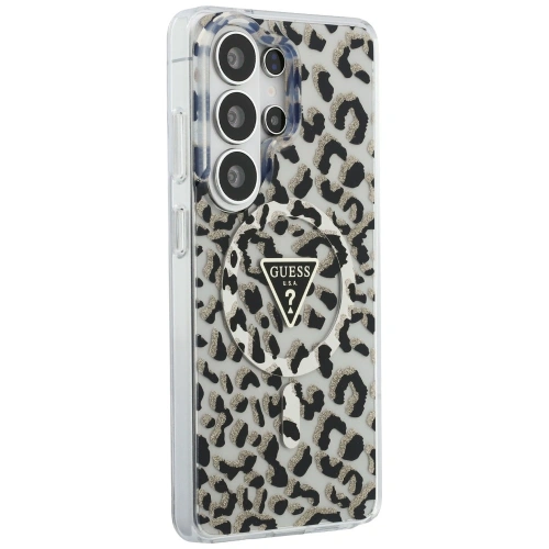 Etui Guess IML Leopard Print Triangle MagSafe do Samsung Galaxy S26 Ultra czarny