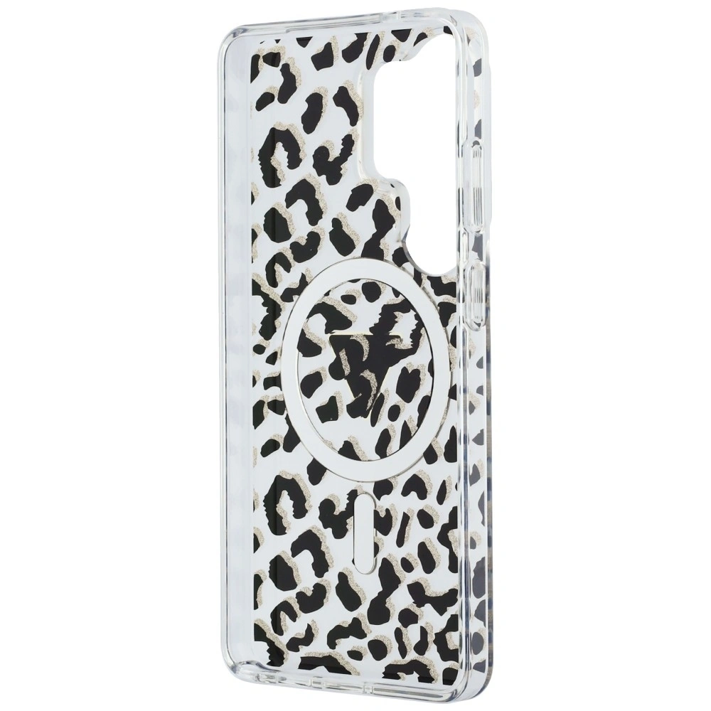Etui Guess IML Leopard Print Triangle MagSafe do Samsung Galaxy S26 Ultra czarny