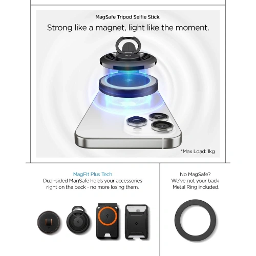 Selfie Stick Spigen S581W MagSafe Bluetooth Tripod Black