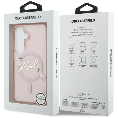 Etui Karl Lagerfeld IML KC Script MagSafe do Samsung Galaxy S26 różowy