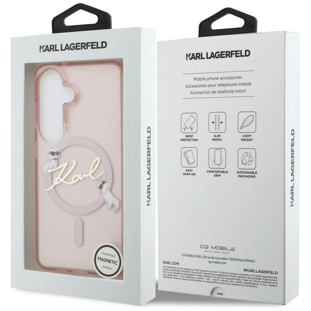 Etui Karl Lagerfeld IML KC Script MagSafe do Samsung Galaxy S26 różowy