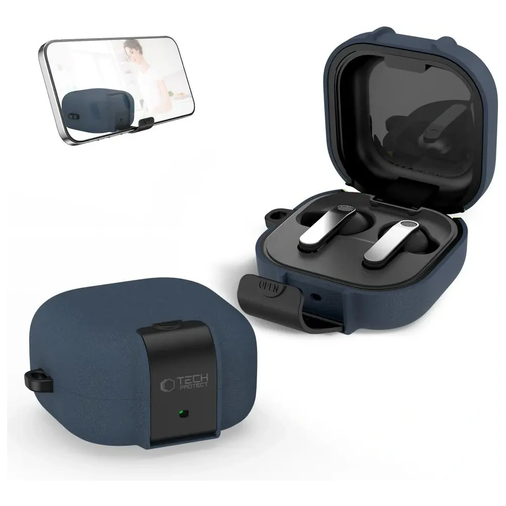 Etui Tech-Protect Slim Hook do Samsung Galaxy Buds 4 / 4 Pro Fluffy Blue