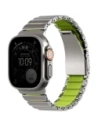 Pasek UNIQ Strova Flex do Apple Watch 44/45/46/49mm Series 1/2/3/4/5/6/7/8/9/10/11/SE/SE2/SE3/Ultra/Ultra 2/Ultra 3 srebrno limonkowy