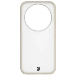 Etui Bizon Case Angelo do Xiaomi 17 Ultra półprzezroczyste z beżową ramką