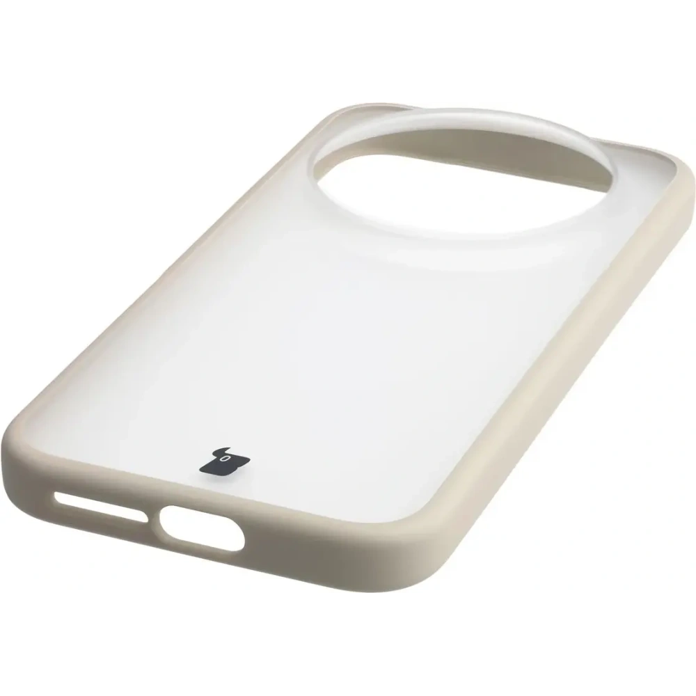 Etui Bizon Case Angelo do Xiaomi 17 Ultra półprzezroczyste z beżową ramką