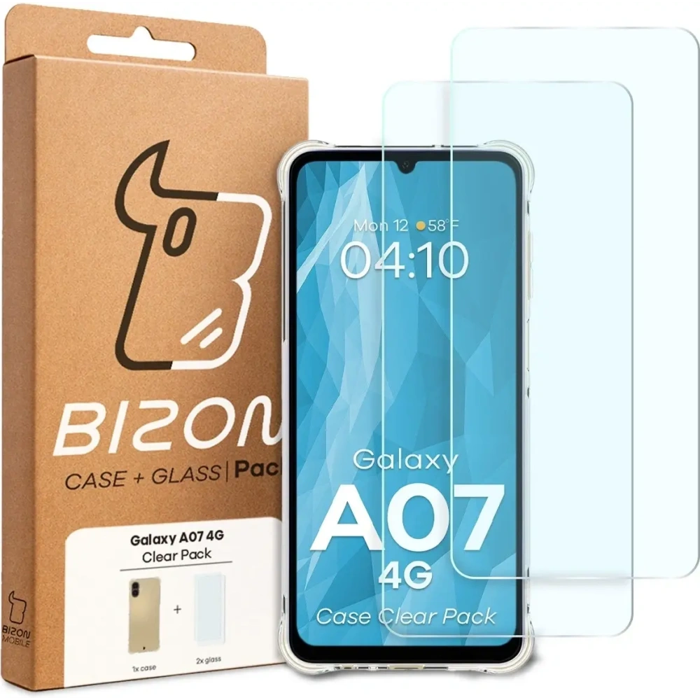 Elastyczne etui + 2x szkło hartowane Bizon Case Clear Pack do Samsung Galaxy A07 4G