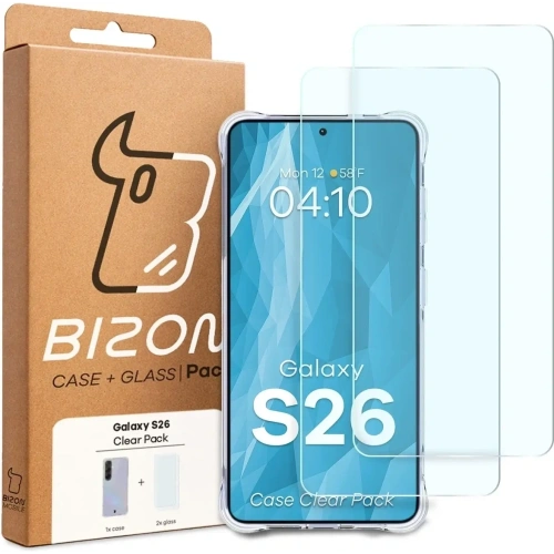 Elastyczne etui + 2x szkło hartowane Bizon Case Clear Pack do Samsung Galaxy S26