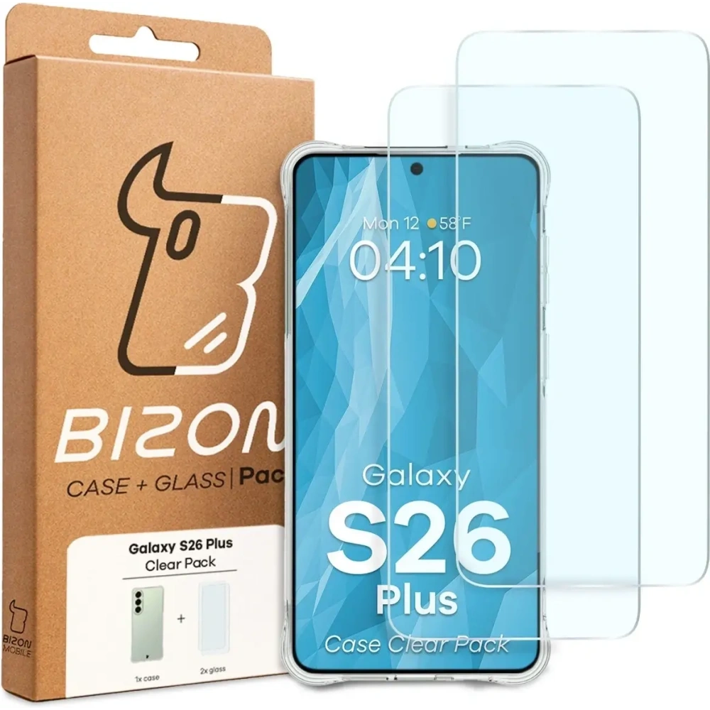 Elastyczne etui + 2x szkło hartowane Bizon Case Clear Pack do Samsung Galaxy S26+ Plus