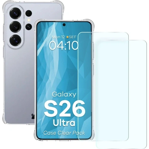 Elastyczne etui + 2x szkło hartowane Bizon Case Clear Pack do Samsung Galaxy S26 Ultra
