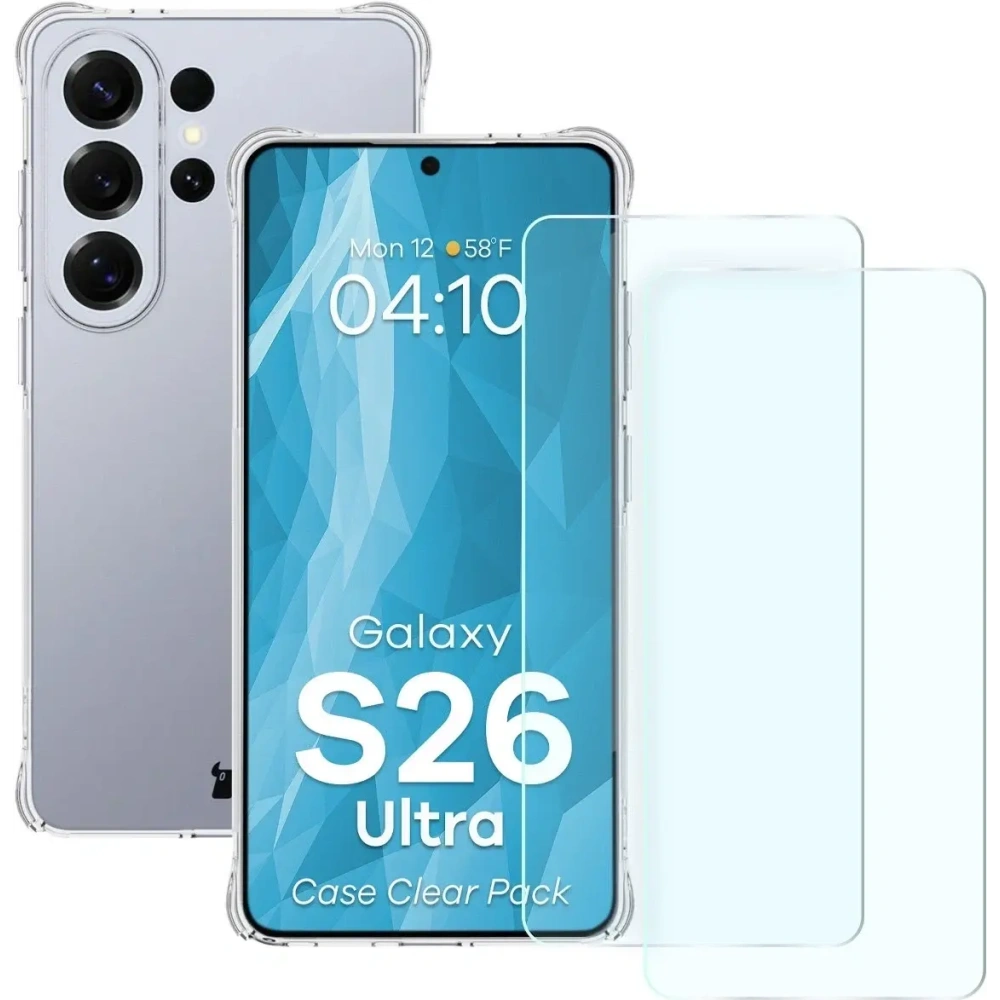 Elastyczne etui + 2x szkło hartowane Bizon Case Clear Pack do Samsung Galaxy S26 Ultra