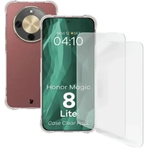 Elastyczne etui + 2x folia na ekran Bizon Case Clear Pack do Honor Magic8 Lite