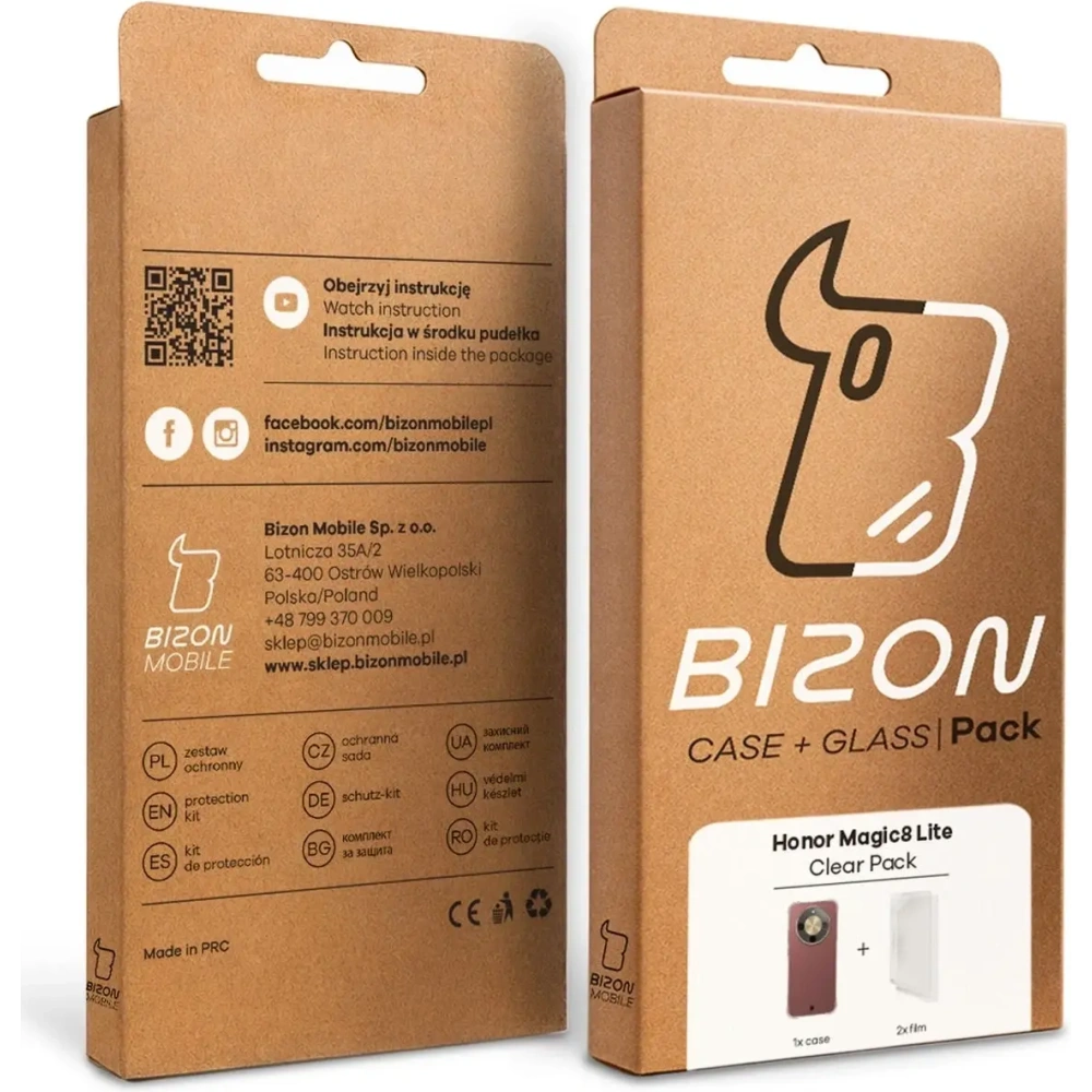 Elastyczne etui + 2x folia na ekran Bizon Case Clear Pack do Honor Magic8 Lite
