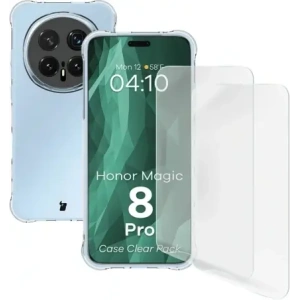 Elastyczne etui + 2x folia na ekran Bizon Case Clear Pack do Honor Magic8 Pro