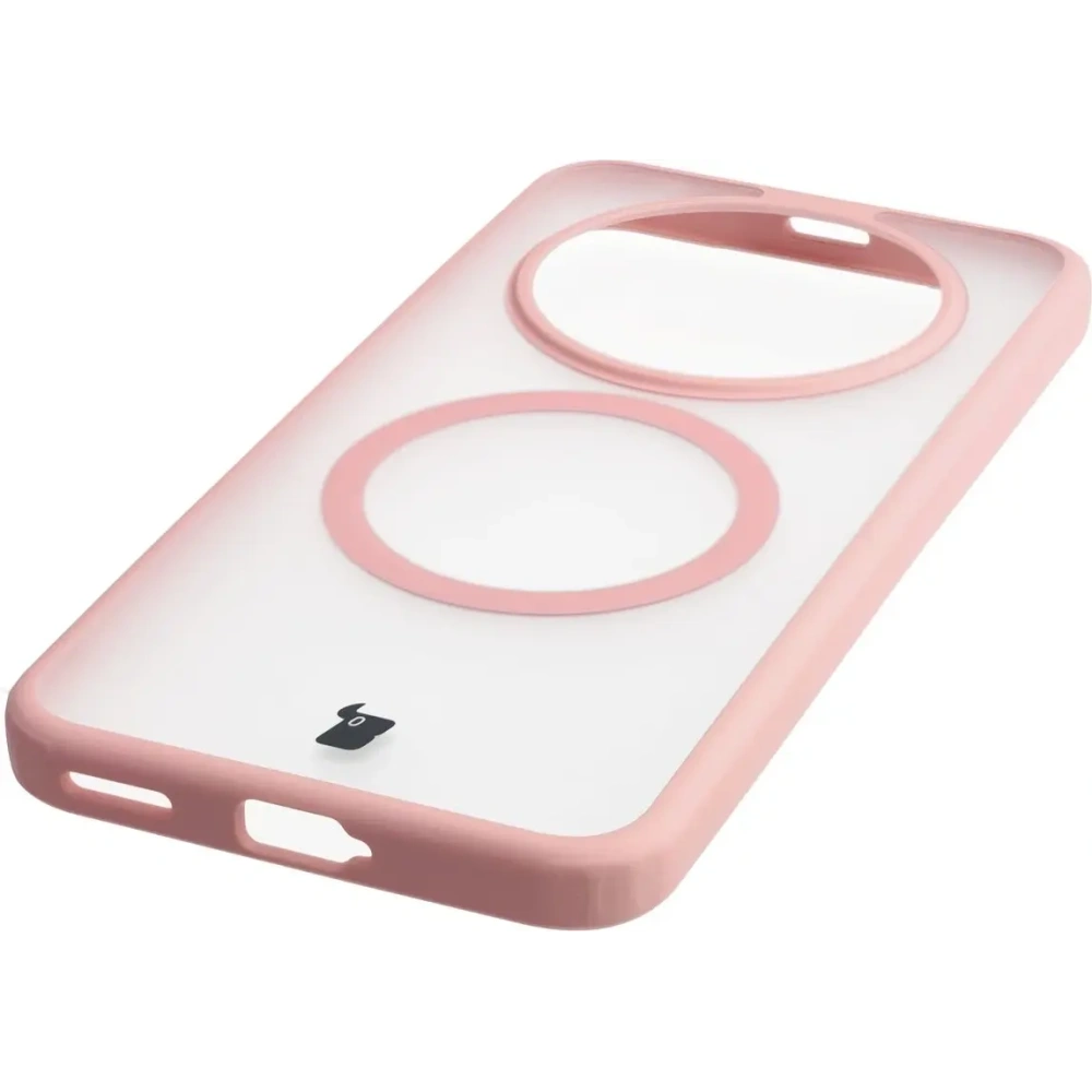 Etui z pierścieniem magnetycznym + szkło hartowane Bizon MatteO Pack do Honor Magic8 Lite przydymione-jasnoróżowe