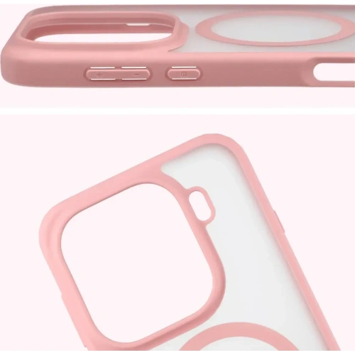 Etui z pierścieniem magnetycznym + szkło hartowane Bizon MatteO Pack do Oppo Find X9 Pro przydymione-jasnoróżowe