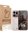 Etui z pierścieniem magnetycznym + szkło hartowane Bizon MatteO Pack do Oppo Find X9 Pro przydymione-jasnoróżowe