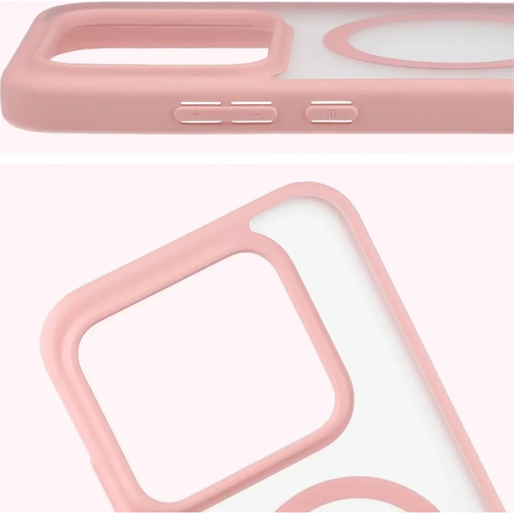 Etui z pierścieniem magnetycznym + szkło hartowane Bizon MatteO Pack do Realme GT 8 Pro przydymione-jasnoróżowe