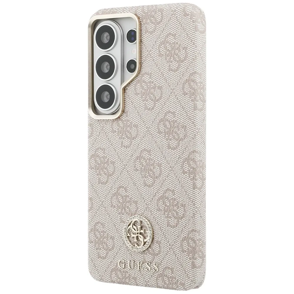 Etui Guess 4G Rhinestone Round Logo MagSafe do Samsung Galaxy S26 Ultra różowy