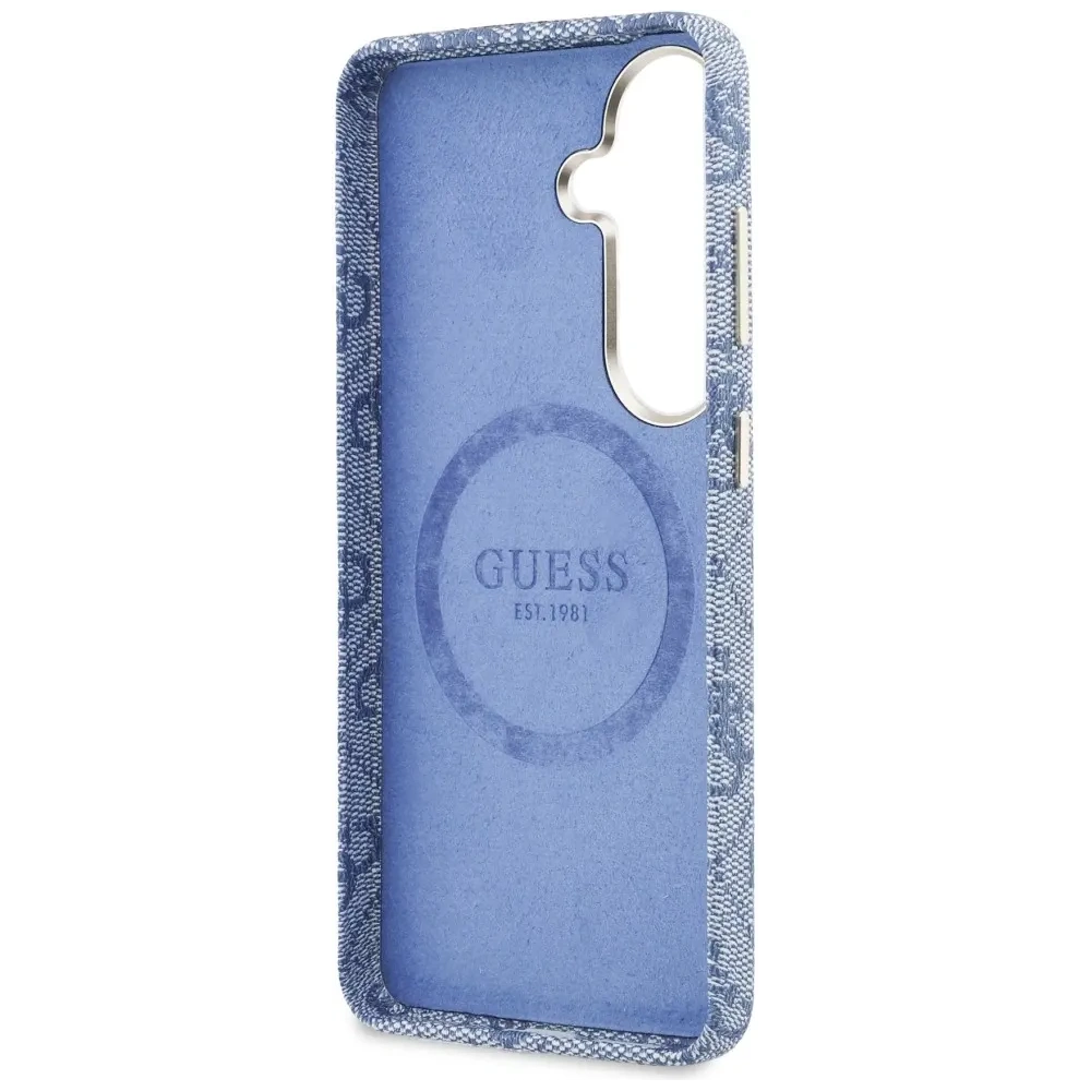 Etui Guess 4G Script MagSafe do Samsung Galaxy S26 niebieski