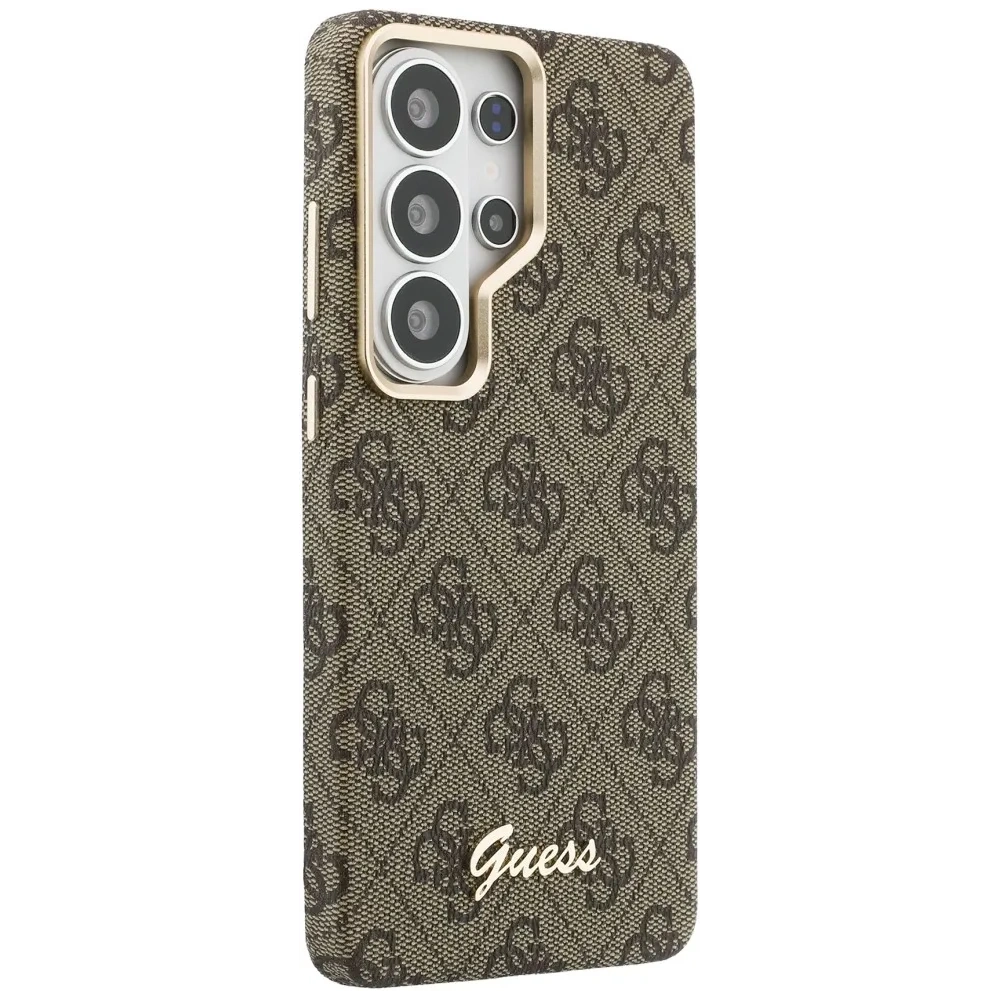 Etui Guess 4G Script MagSafe do Samsung Galaxy S26 Ultra brązowy