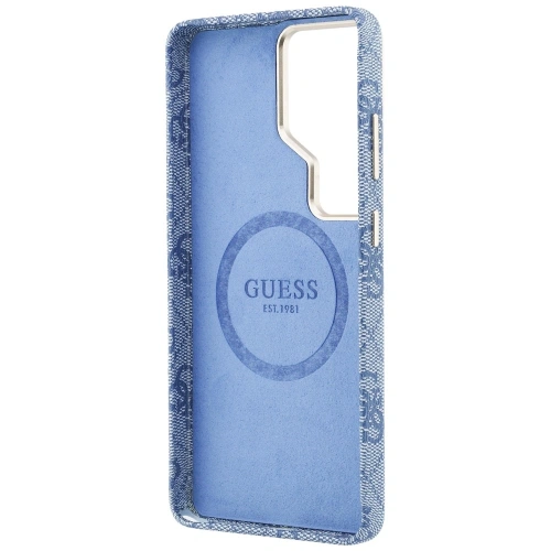 Etui Guess 4G Script MagSafe do Samsung Galaxy S26 Ultra niebieski