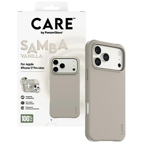 Etui CARE by PanzerGlass Fashionable Samba MagSafe do Apple iPhone 17 Pro Max waniliowy