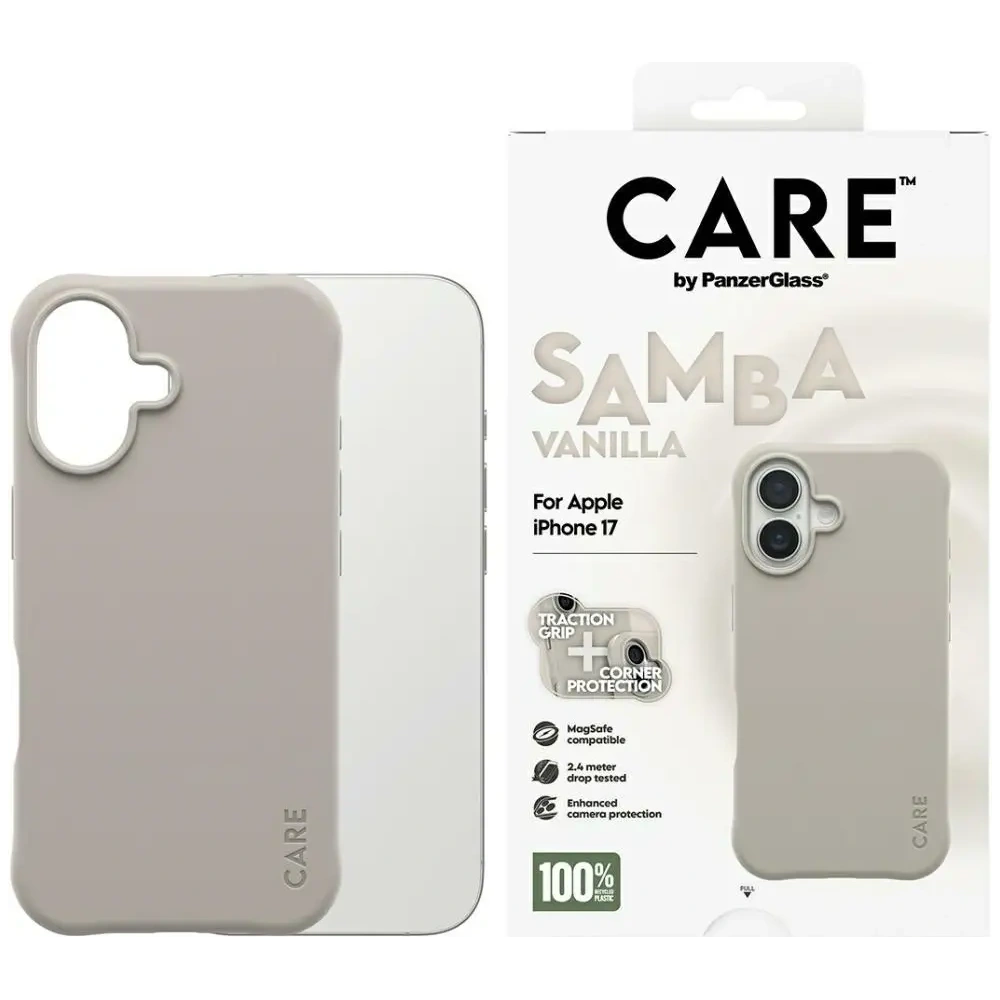 Etui CARE by PanzerGlass Fashionable Samba MagSafe do Apple iPhone 17 waniliowy