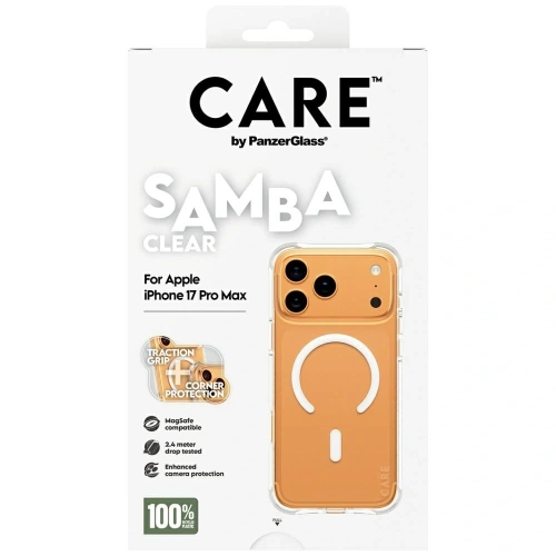 Etui CARE by PanzerGlass Fashionable Samba w. White MagSafe do Apple iPhone 17 Pro Max przezroczysty