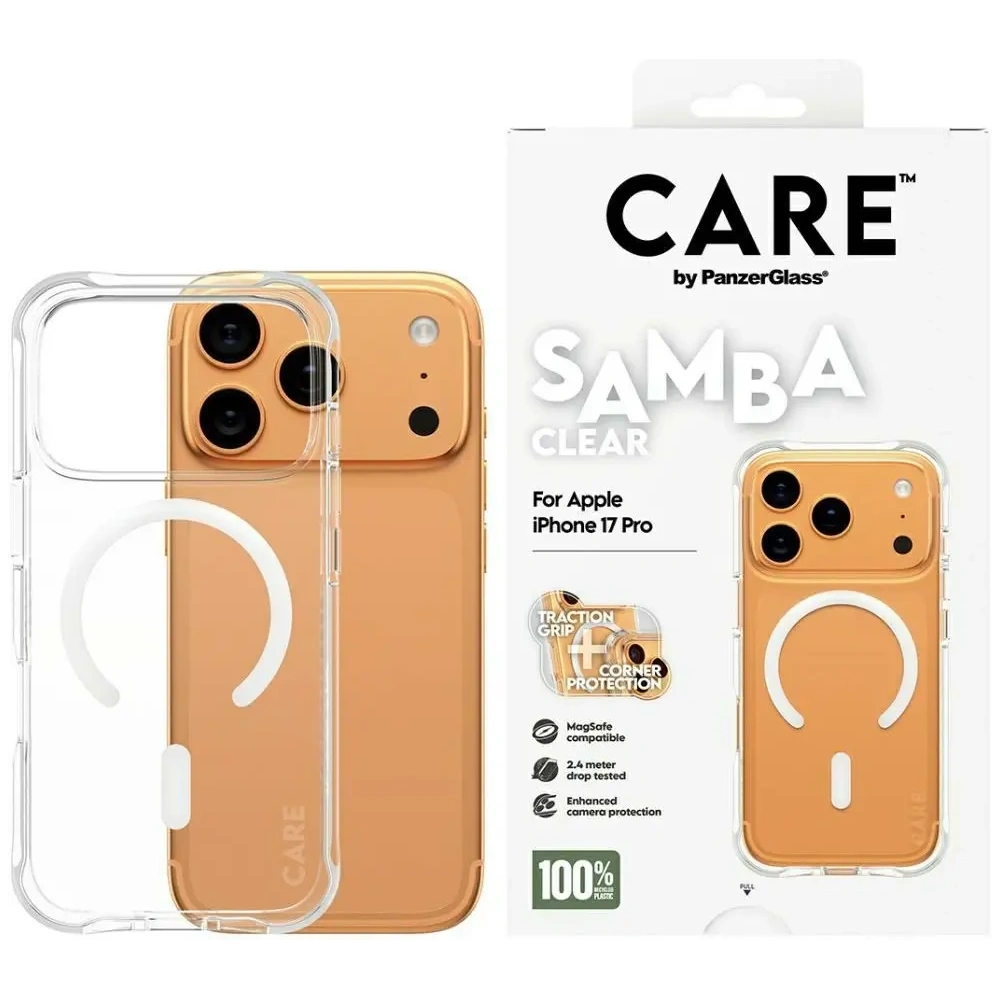 Etui CARE by PanzerGlass Fashionable Samba w. White MagSafe do Apple iPhone 17 Pro przezroczysty