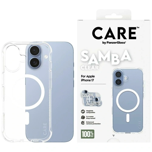 Etui CARE by PanzerGlass Fashionable Samba w. White MagSafe do Apple iPhone 17 przezroczysty