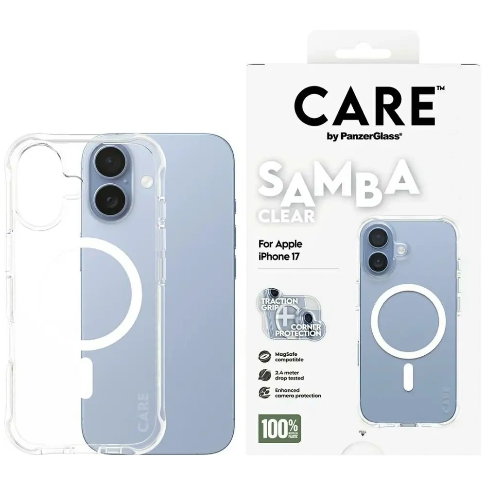 Etui CARE by PanzerGlass Fashionable Samba w. White MagSafe do Apple iPhone 17 przezroczysty